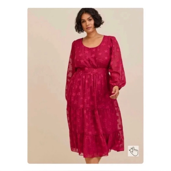TORRID Magenta Star Midi Dress - Picture 1 of 9
